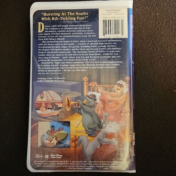Walt Disney Masterpiece "The Aristocats" VHS home video tape - Picture 2 of 3